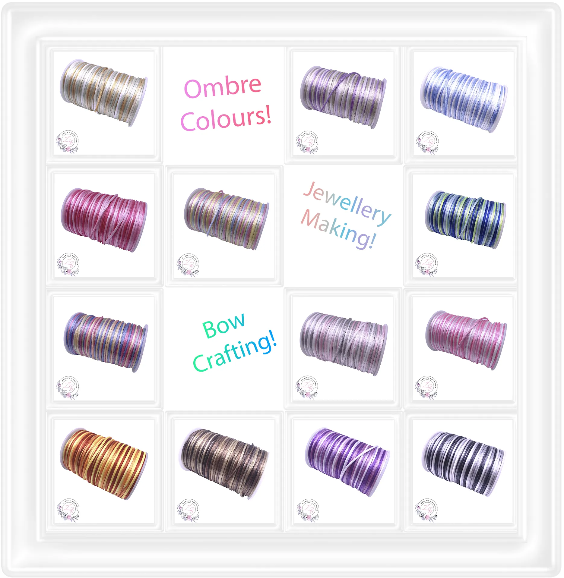 ⋅ Silky Satin Cord ⋅ Ombre Purples ⋅ 2.0mm ⋅ 5 yards ⋅