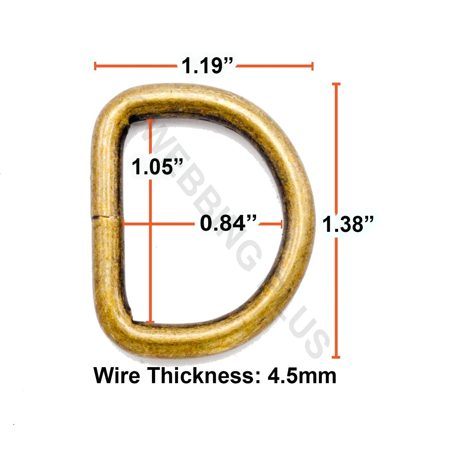 1 Inch Heavy Welded D Rings Antique Brass