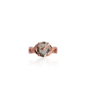 10 x 12 mm. Oval Cut Green Brazilian Amethyst with Cz Accents Ring