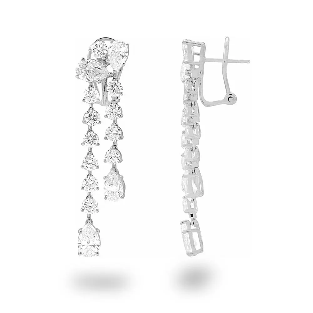 10.0 ct. Round and Pear Shape Diamond Dangle Earrings