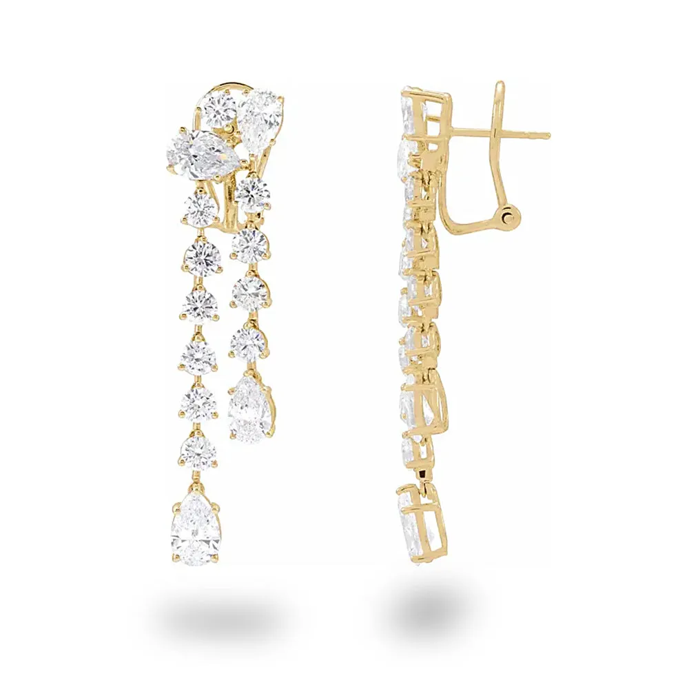 10.0 ct. Round and Pear Shape Diamond Dangle Earrings