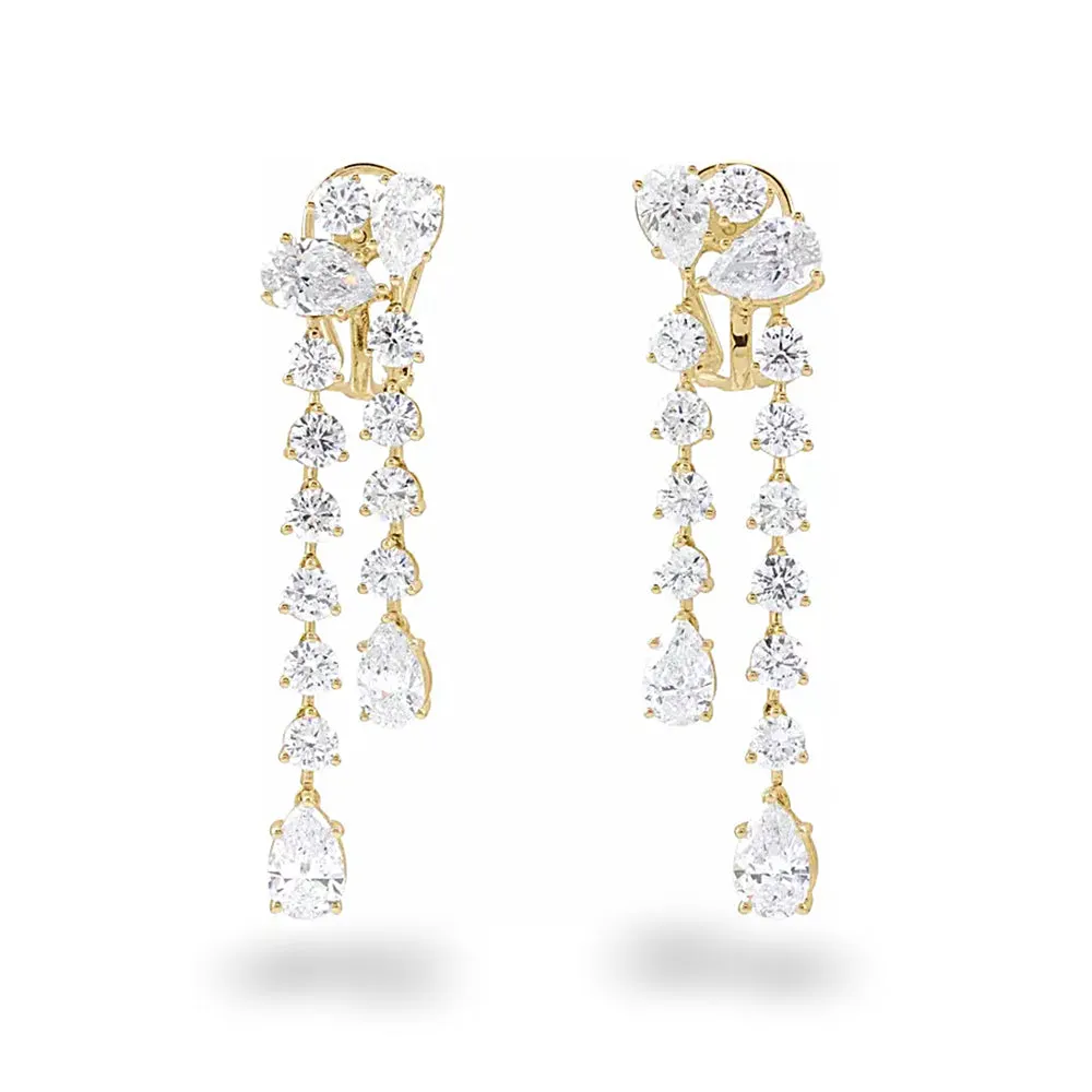 10.0 ct. Round and Pear Shape Diamond Dangle Earrings