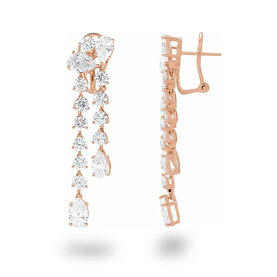 10.0 ct. Round and Pear Shape Diamond Dangle Earrings
