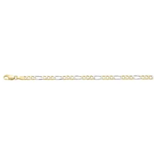(10K, 14K, 18K) Yellow and White Gold (3.1mm) Figaro Chain (16" to 24")