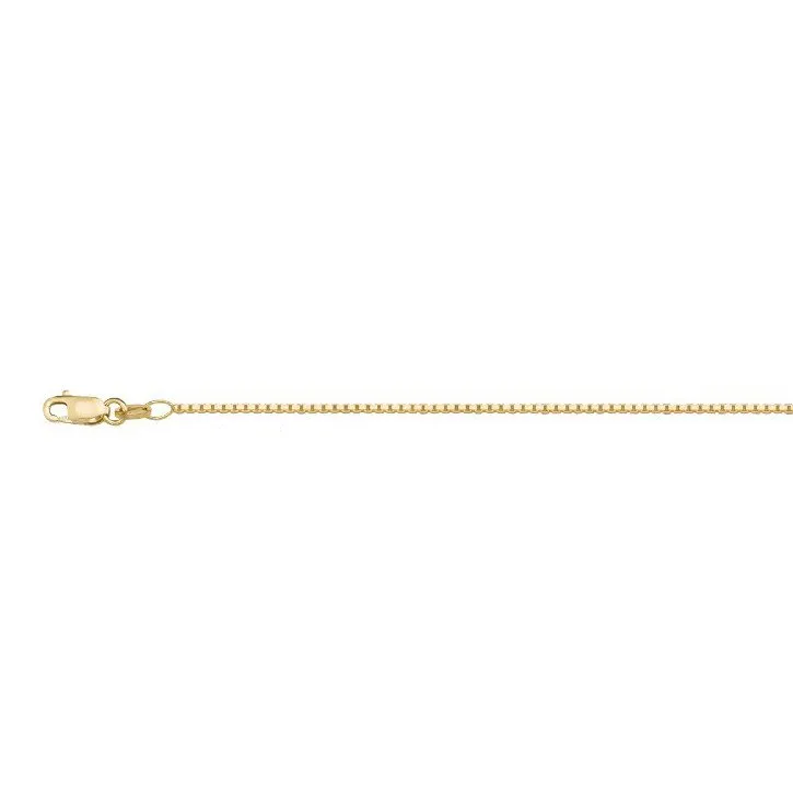 (10K, 14K, 18K) Yellow Gold (1.0mm) Box Chain (16" to 24")
