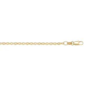 (10K, 14K, 18K) Yellow Gold (1.7mm) Cable Chain