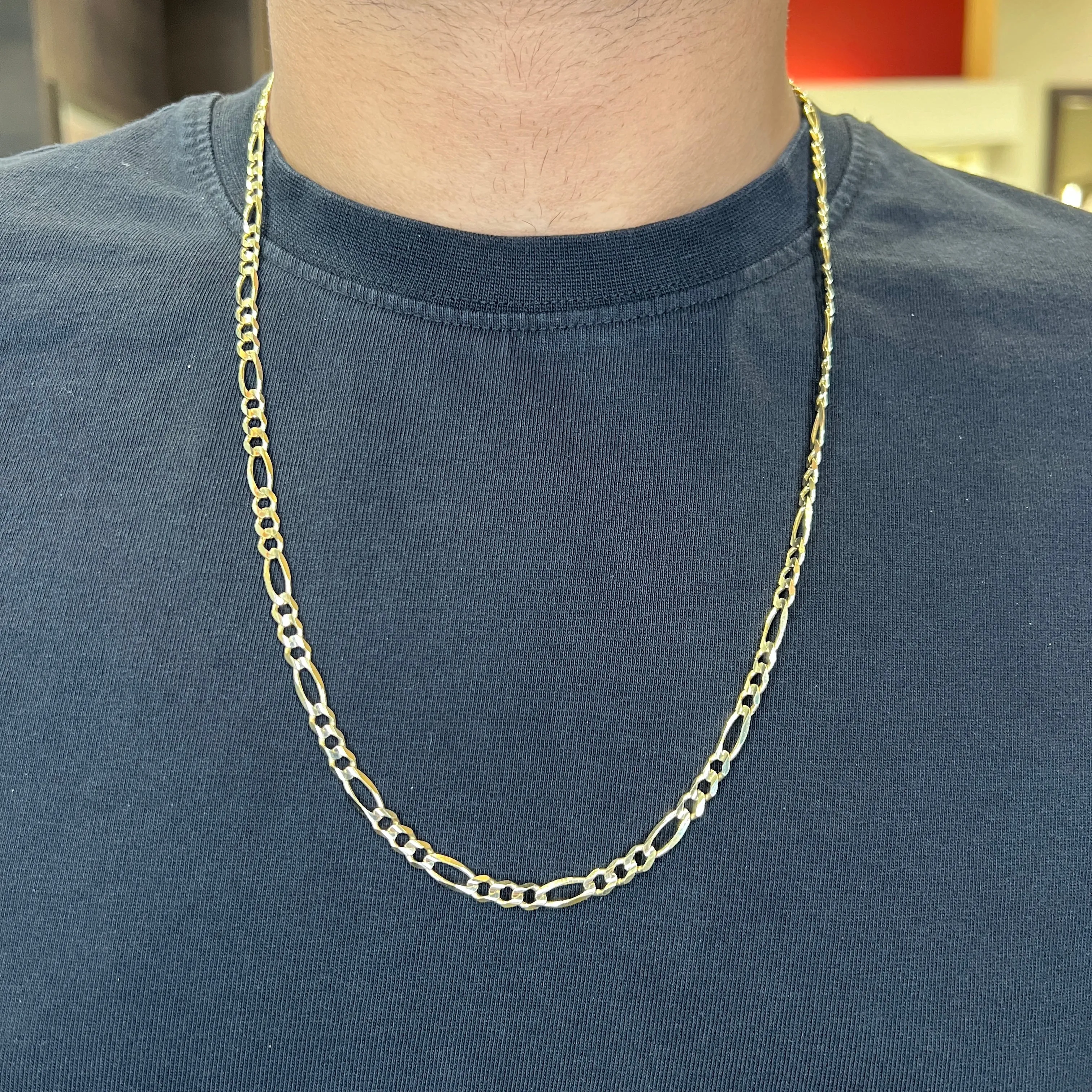 (10K, 14K) Yellow Gold (4.6mm) Figaro Chains (20" - 24")