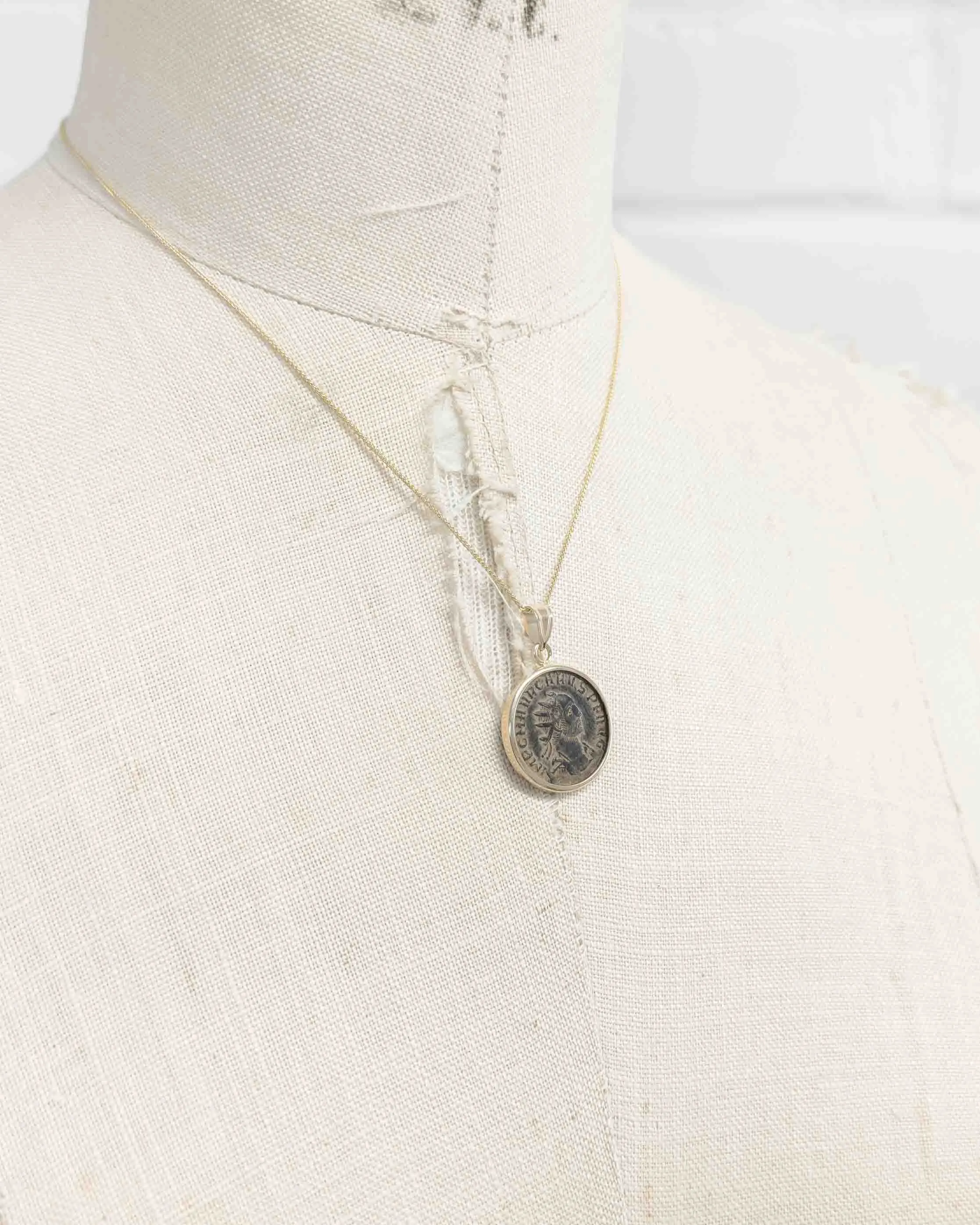 10k Gold Genuine Ancient Roman Coin Pendant (Carus; 282-283 A.D.)