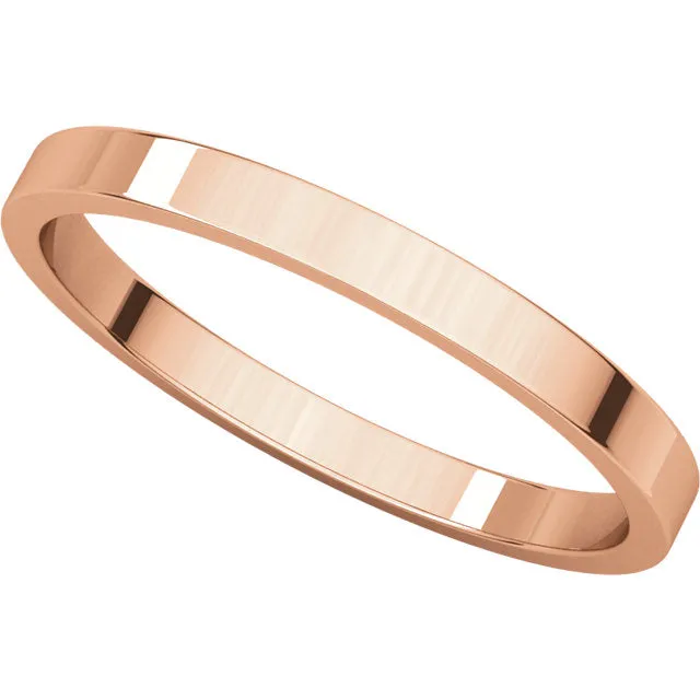 10k Rose Gold 2mm Flat Band, Size 4