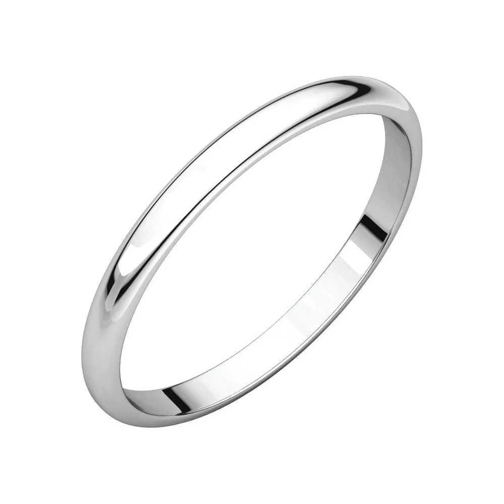 10k Rose Gold 2mm Half Round Light Band, Size 5.5