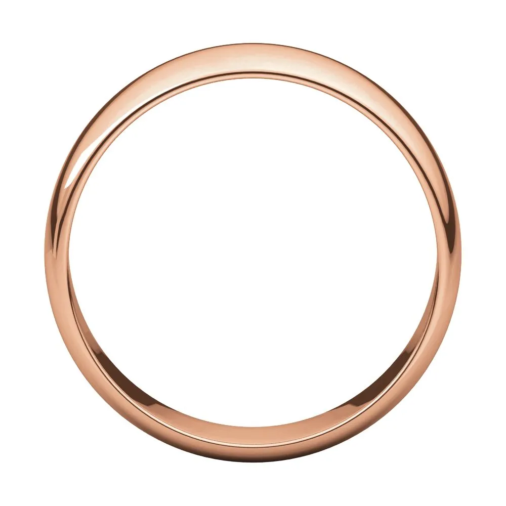 10k Rose Gold 6mm Half Round Light Band, Size 10