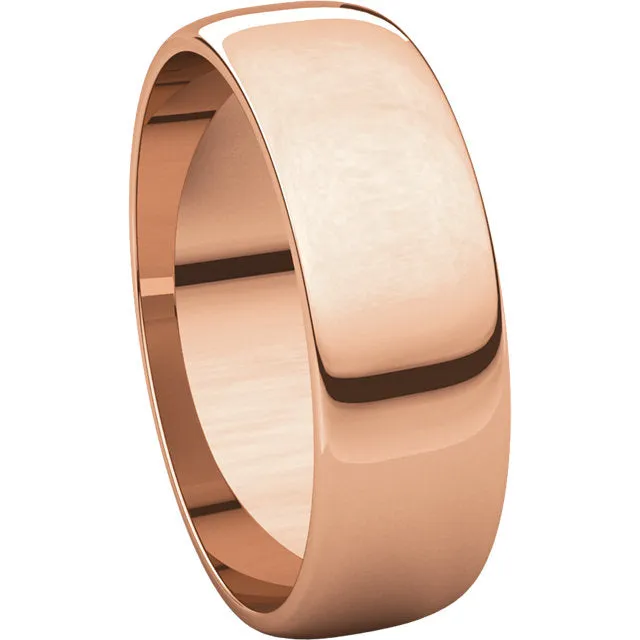 10k Rose Gold 6mm Half Round Light Band, Size 10