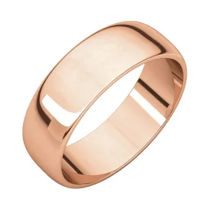 10k Rose Gold 6mm Half Round Light Band, Size 10