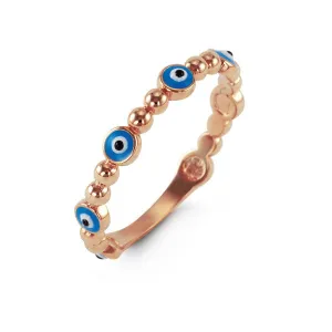10K Rose Gold Evil Eye Stackable Band