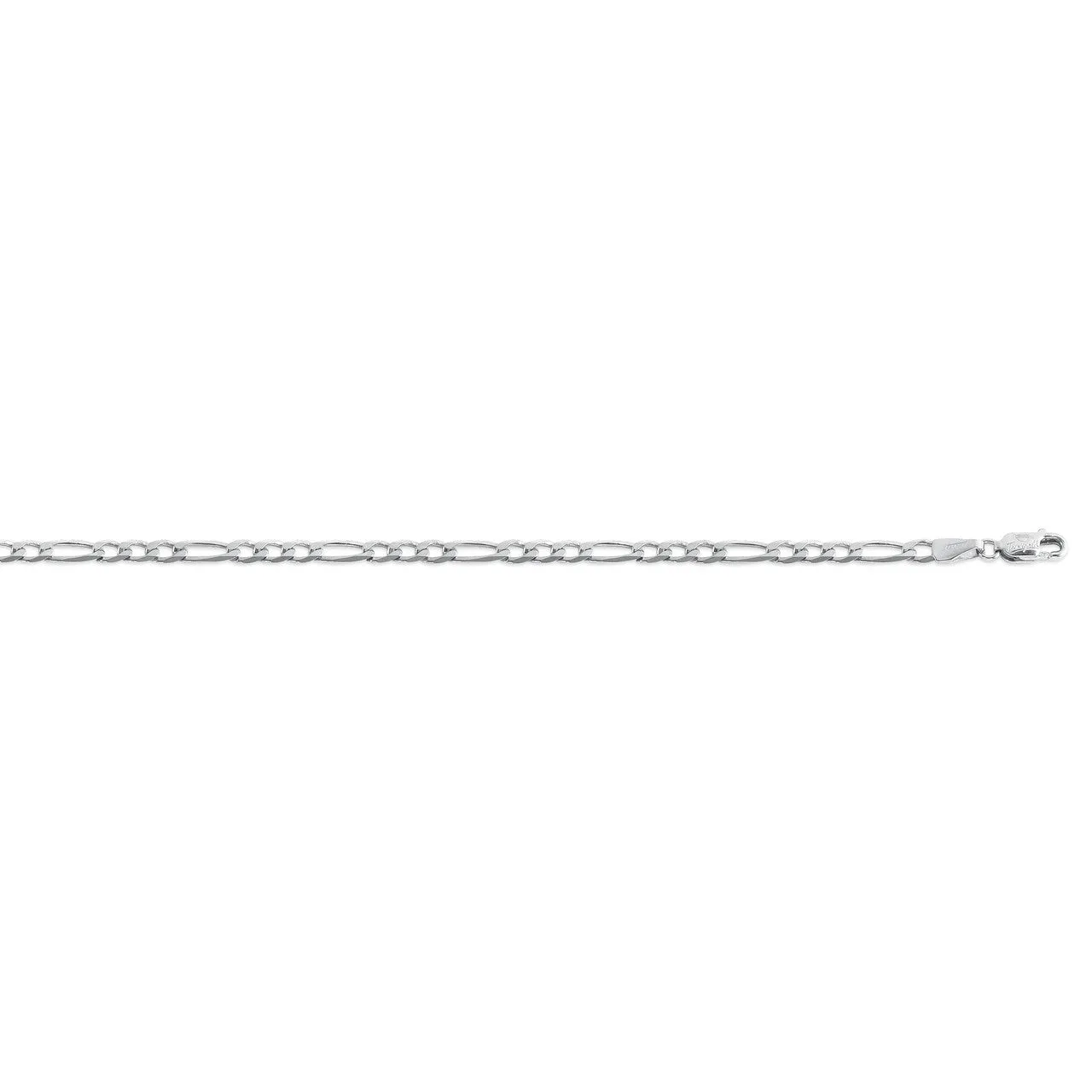 10K White Gold (3.8mm) Figaro Chain (20" - 24")