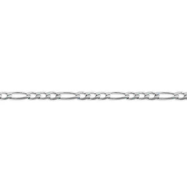 10K White Gold (3.8mm) Figaro Chain (20" - 24")