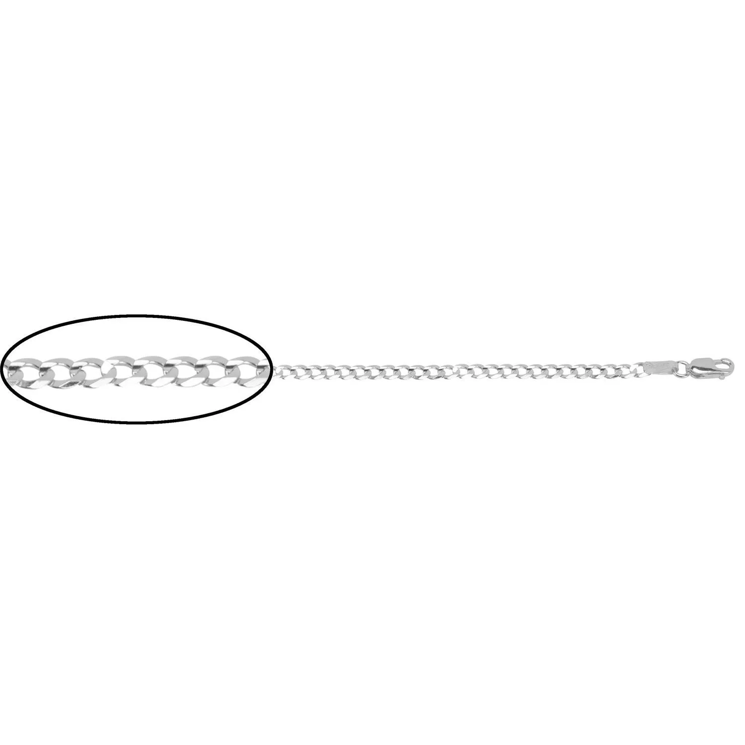 10K White Gold (3mm) Curb Chain (20" - 24")