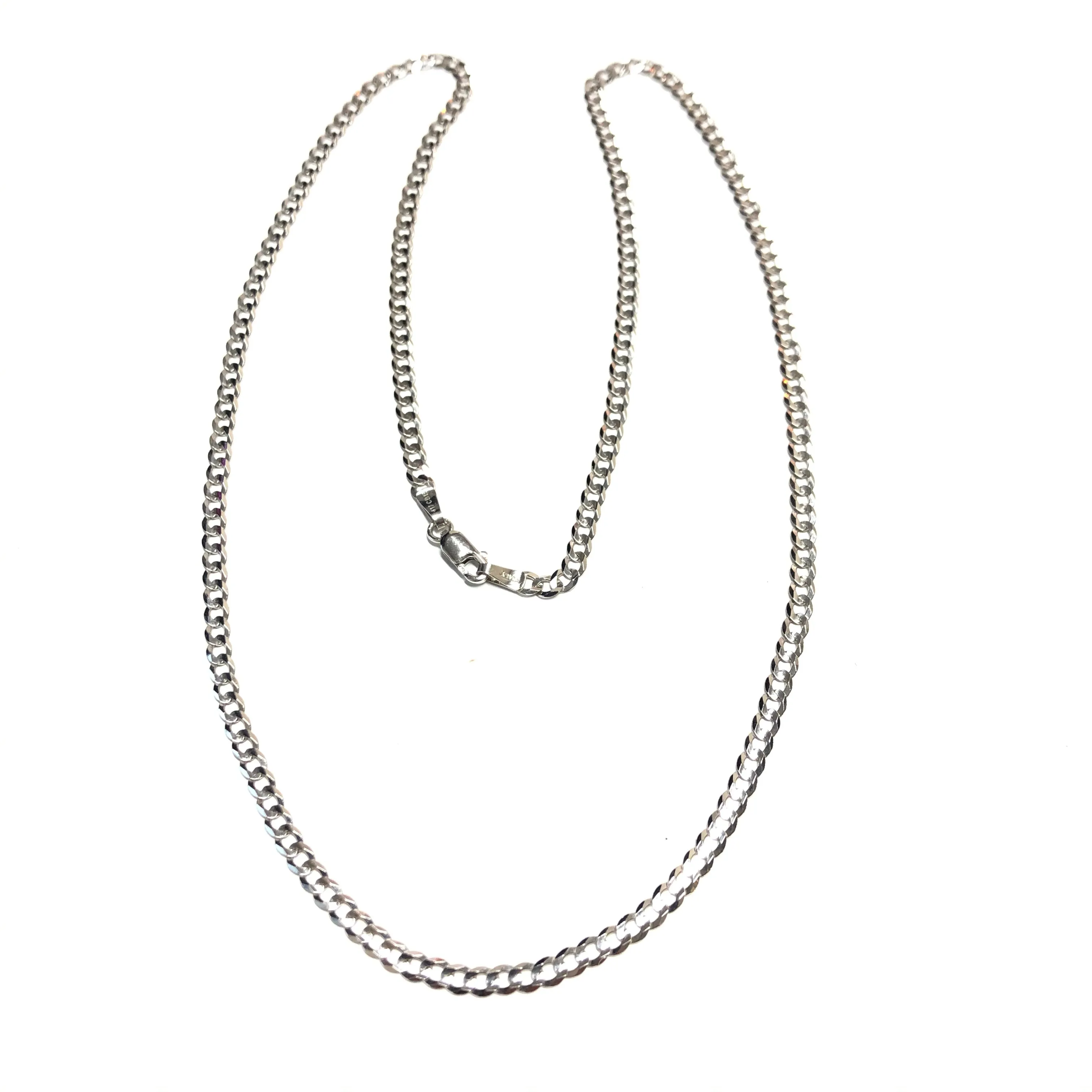 10K White Gold (3mm) Curb Chain (20" - 24")