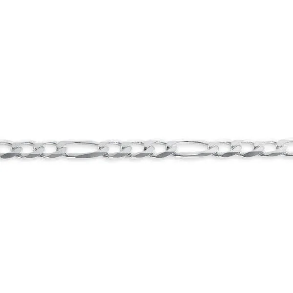 10K White Gold (5.1mm) Figaro Chain (20" - 24")