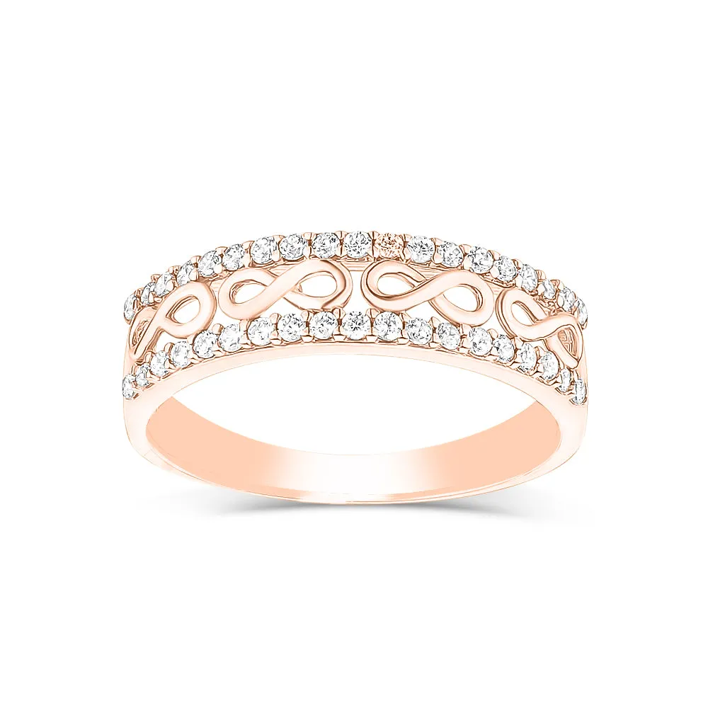 10K (White, Yellow or Rose) Gold Infinity Cubic Zirconia Ring