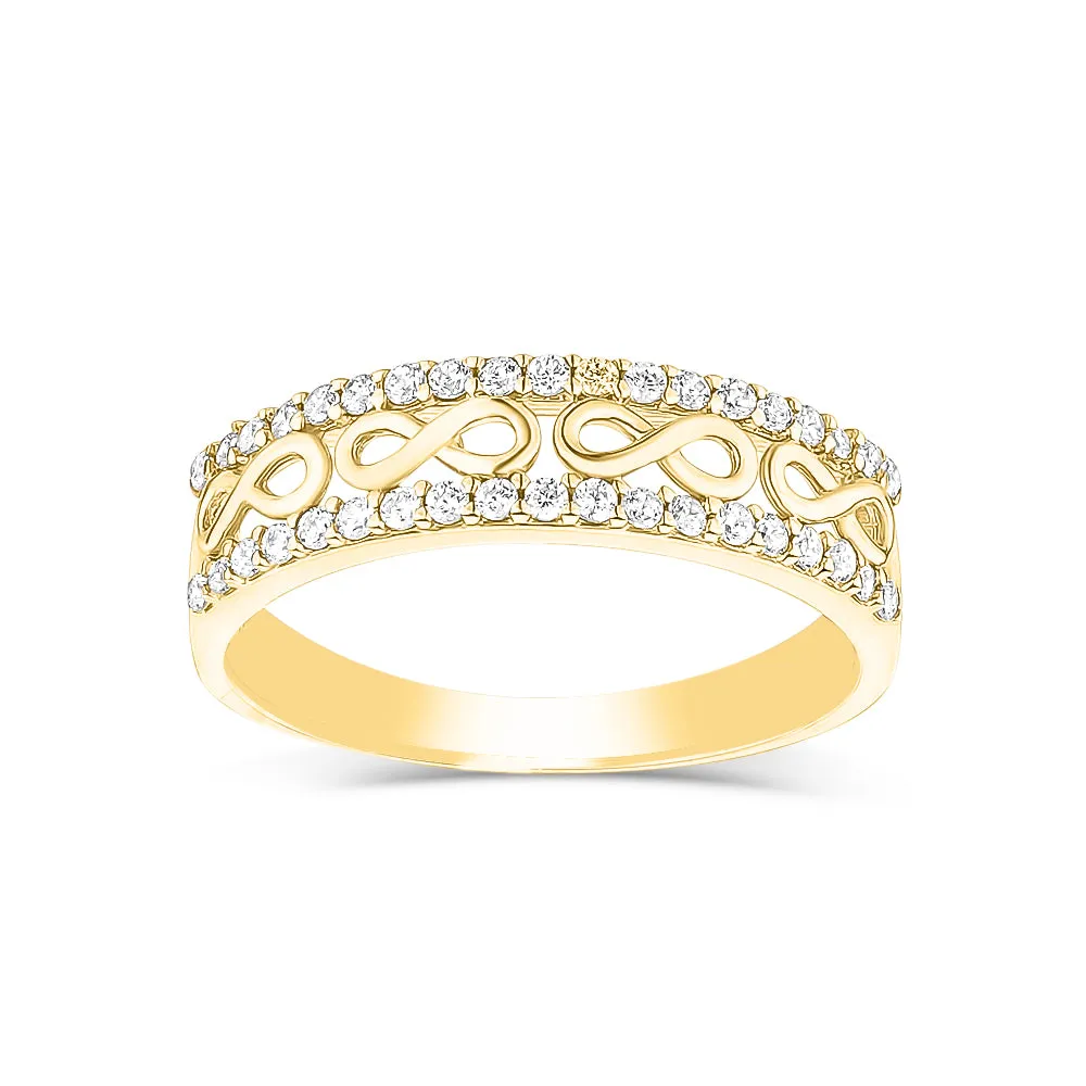 10K (White, Yellow or Rose) Gold Infinity Cubic Zirconia Ring