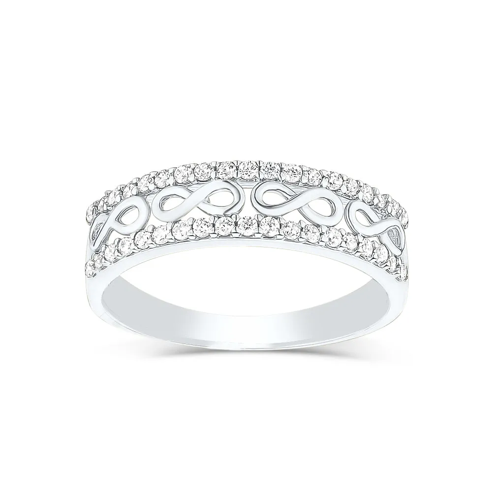 10K (White, Yellow or Rose) Gold Infinity Cubic Zirconia Ring