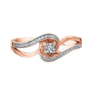 10K Rose Gold (0.17ct) Diamond Ring
