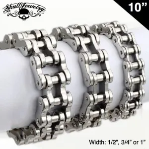 10" x 1/2" Stainless Steel Motorcycle Chain Bracelet - Big, Bold & Heavy (810)