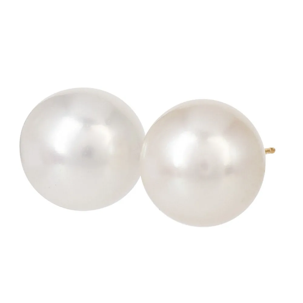 11mm Pearl Stud Earrings with 14K Yellow Gold Posts