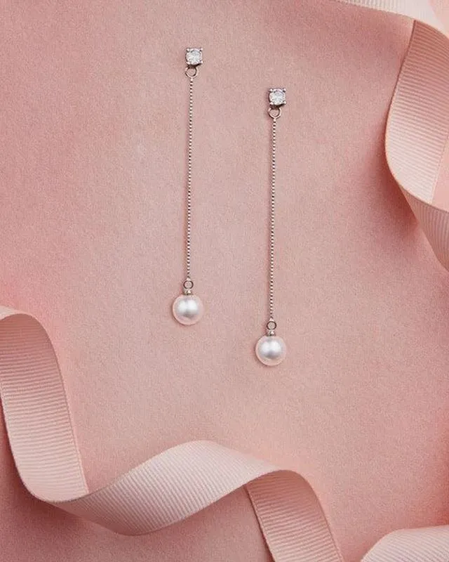12625 Silver Pearl Round Earrings