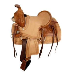 12" DOUBLE T HARD SEAT ROPER STYLE SADDLE WITH ACORN TOOLING