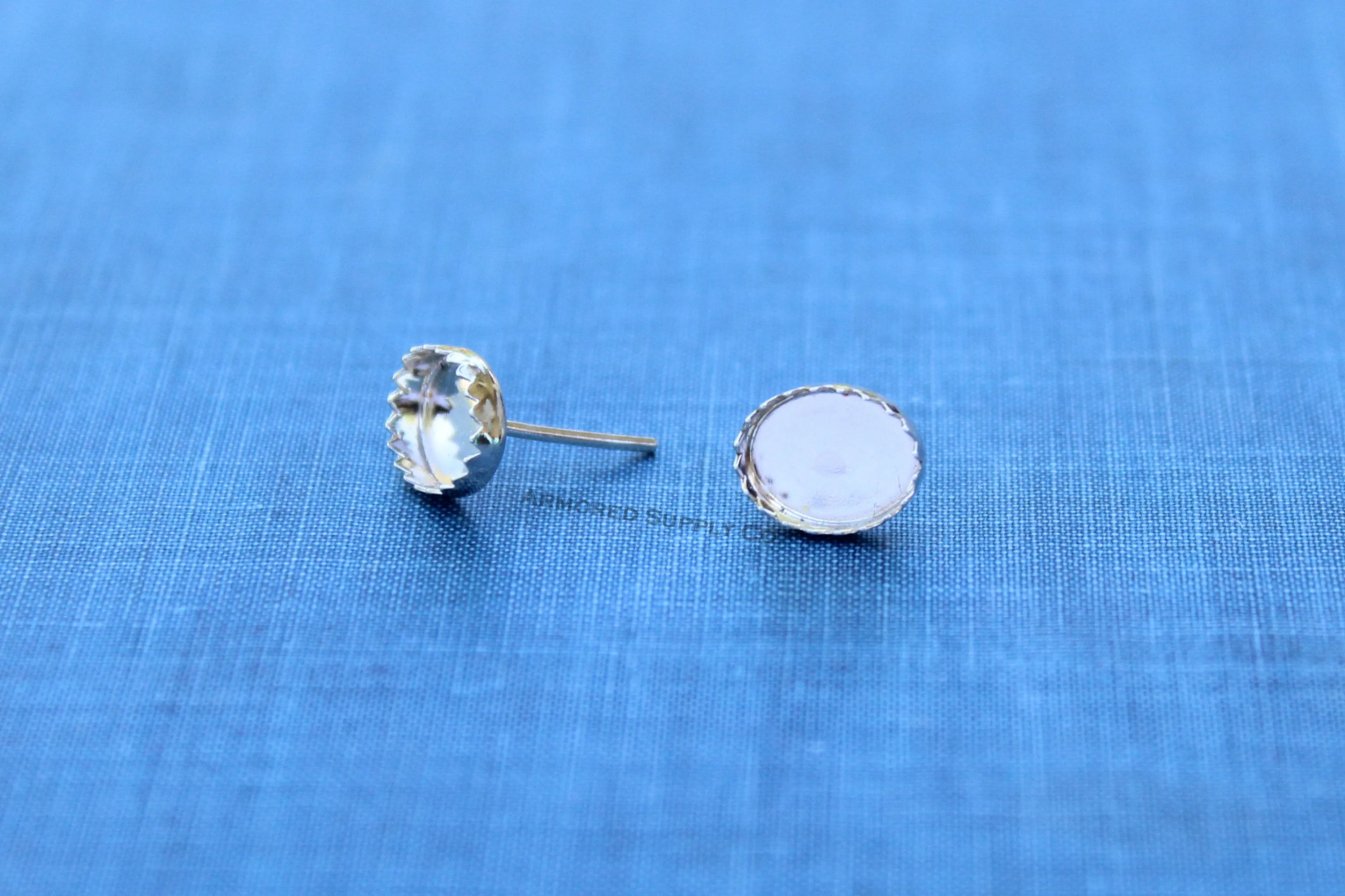 12x10mm Oval Serrated Stud Silver Earring Blanks