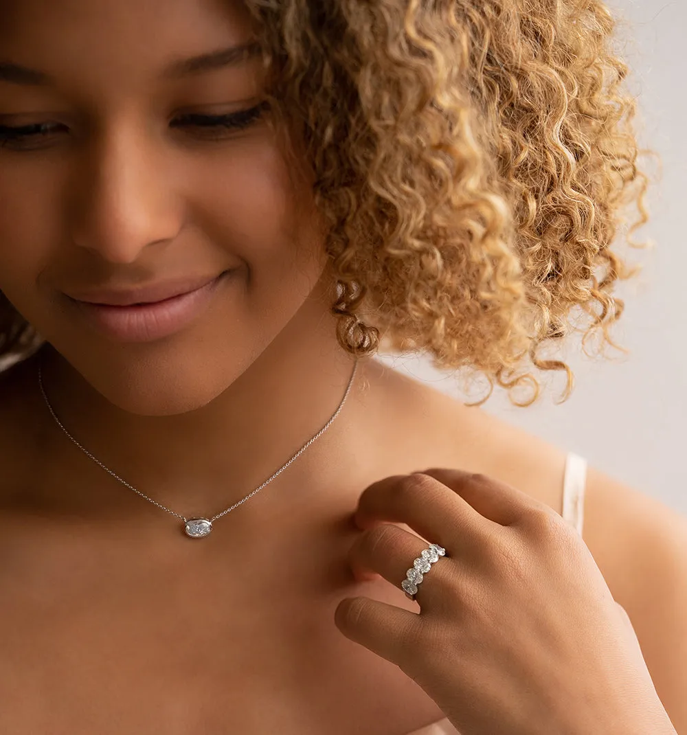 1.34 ct. Natural Oval Diamond Bezel Set Necklace