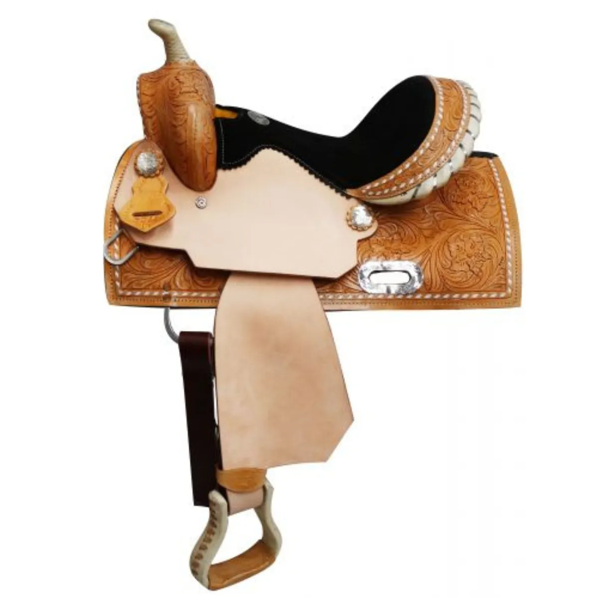 13" DOUBLE T  YOUTH SADDLE WITH BUCK STITCH TRIM
