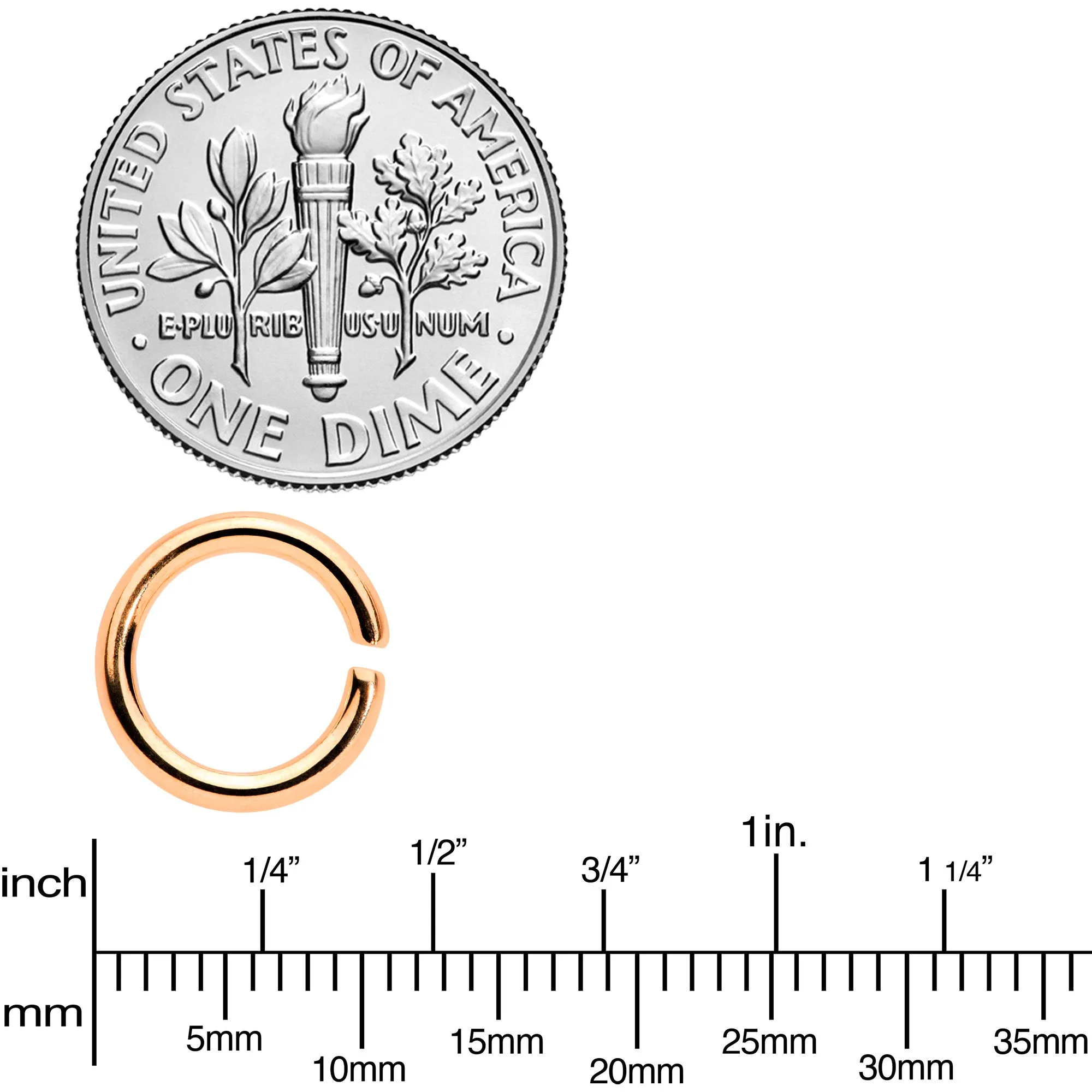 14 Gauge 5/16 Rose Gold Tone Anodized Seamless Cartilage Ring Set of 12