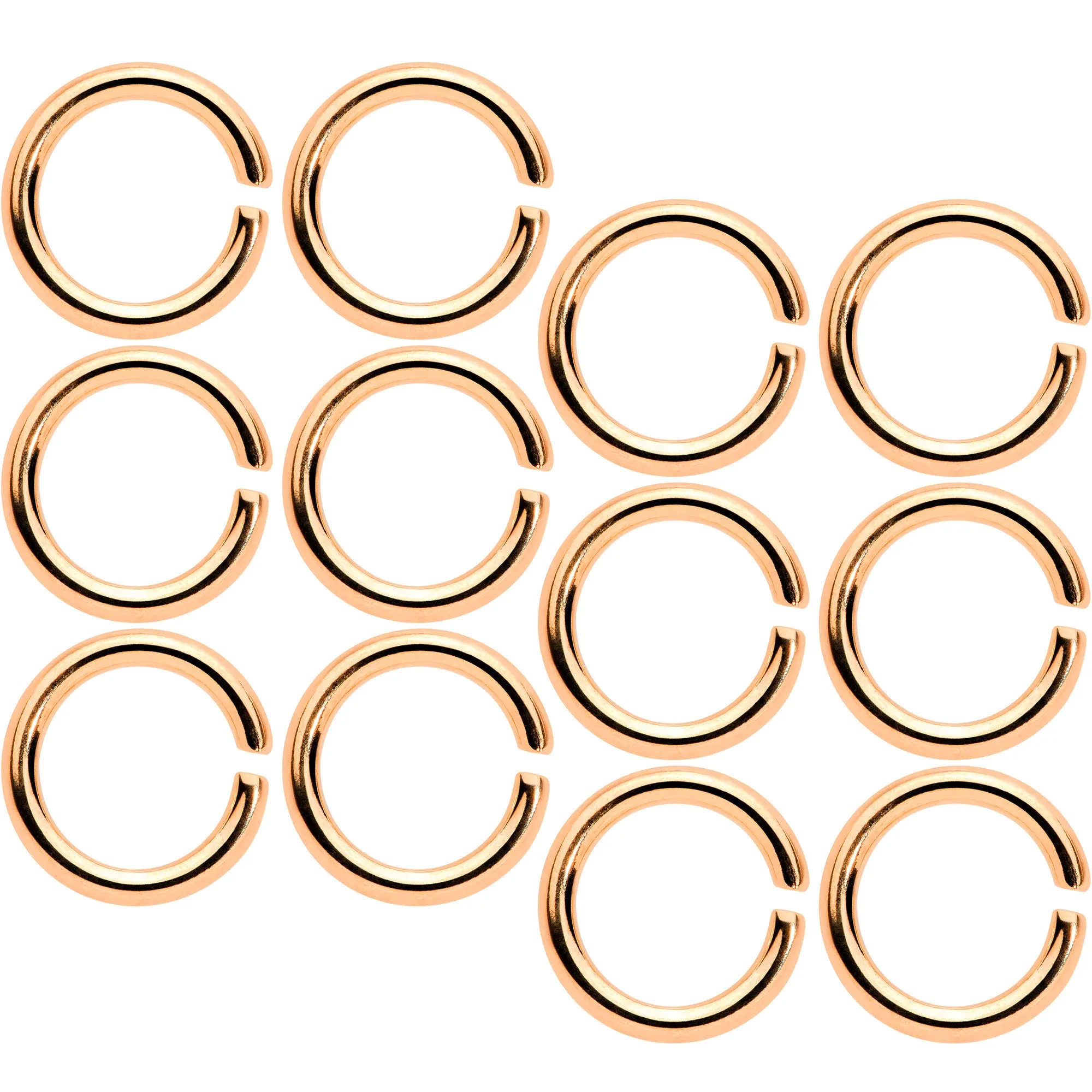 14 Gauge 5/16 Rose Gold Tone Anodized Seamless Cartilage Ring Set of 12