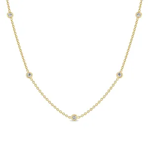 14K 5 Floating Diamond Station Necklace