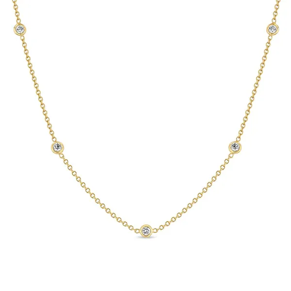 14K 5 Floating Diamond Station Necklace