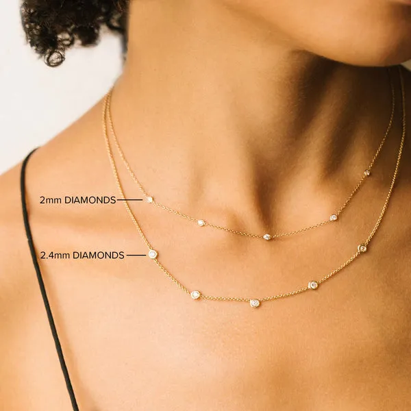 14K 5 Floating Diamond Station Necklace