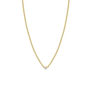 14k Diamond Bezel XS Curb Chain Necklace