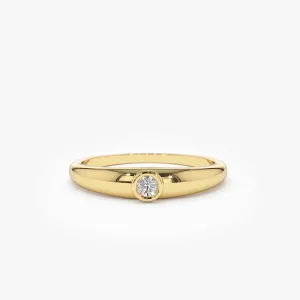 14k Dome Diamond Bezel Ring