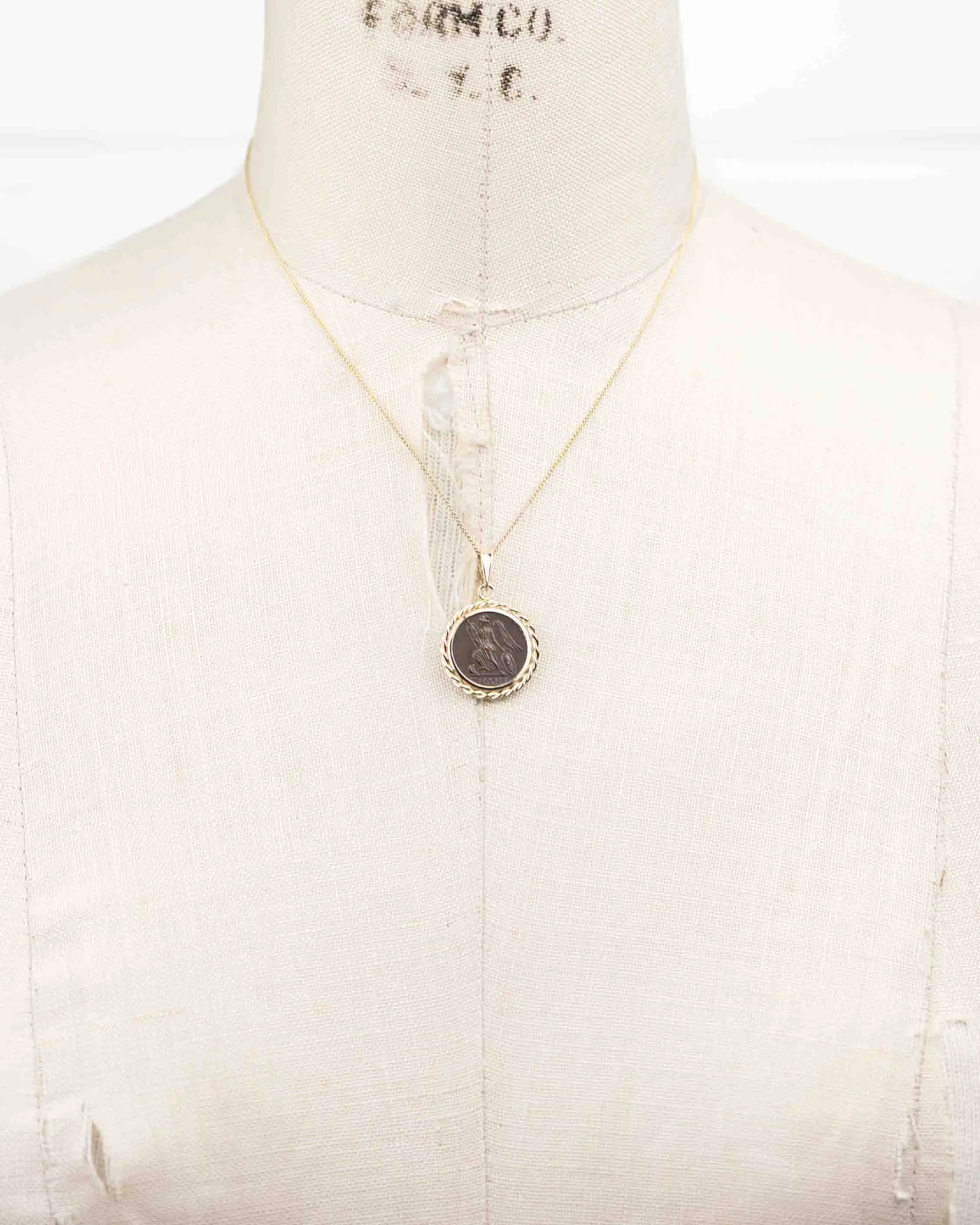 14k Genuine Ancient Roman Constantinople Commemorative Coin Necklace (Winged Victory; 330-354 A.D.)