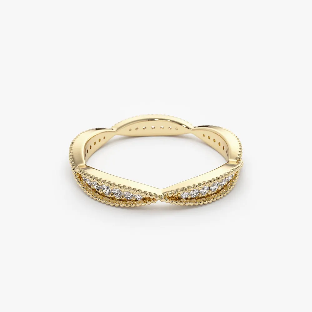 14K Gold Art Deco Graduating Diamond Full Eternity Ring