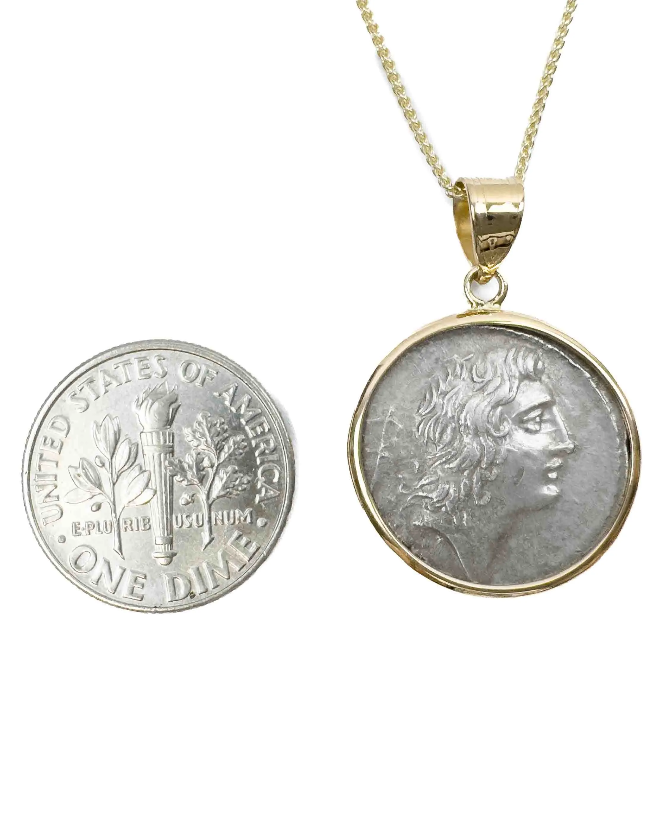 14k Gold Genuine Ancient Roman Coin Necklace (Bonus Eventus; 69 B.C.)
