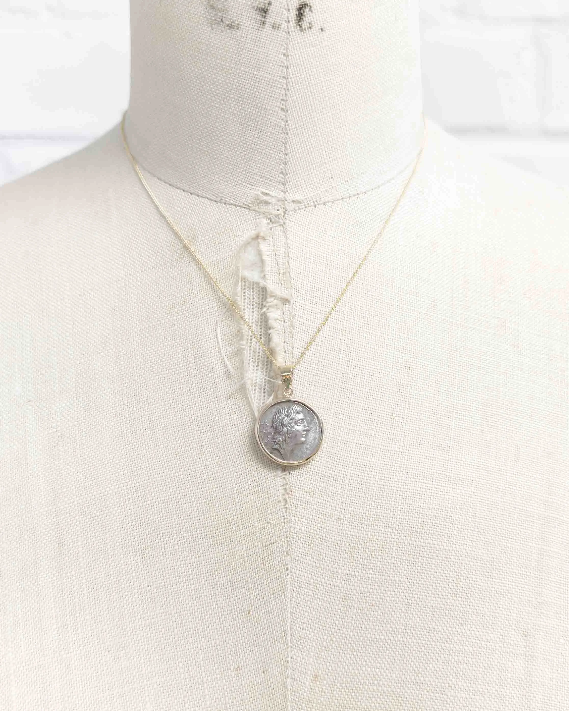 14k Gold Genuine Ancient Roman Coin Necklace (Bonus Eventus; 69 B.C.)