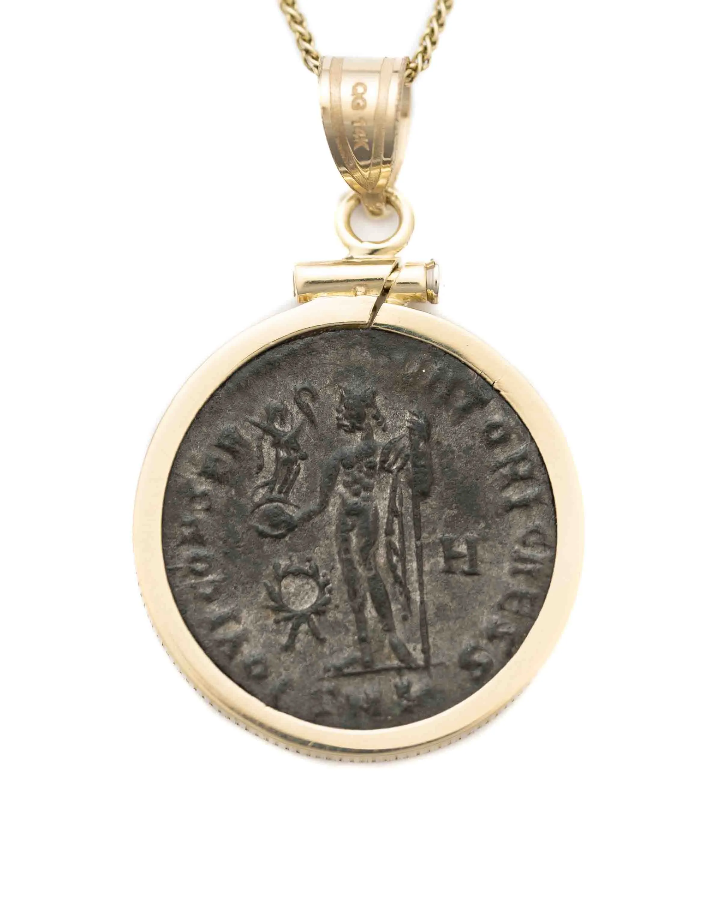 14k Gold Genuine Ancient Roman Coin Necklace (Crispus; 316-326 A.D.)