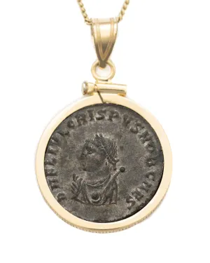 14k Gold Genuine Ancient Roman Coin Necklace (Crispus; 316-326 A.D.)