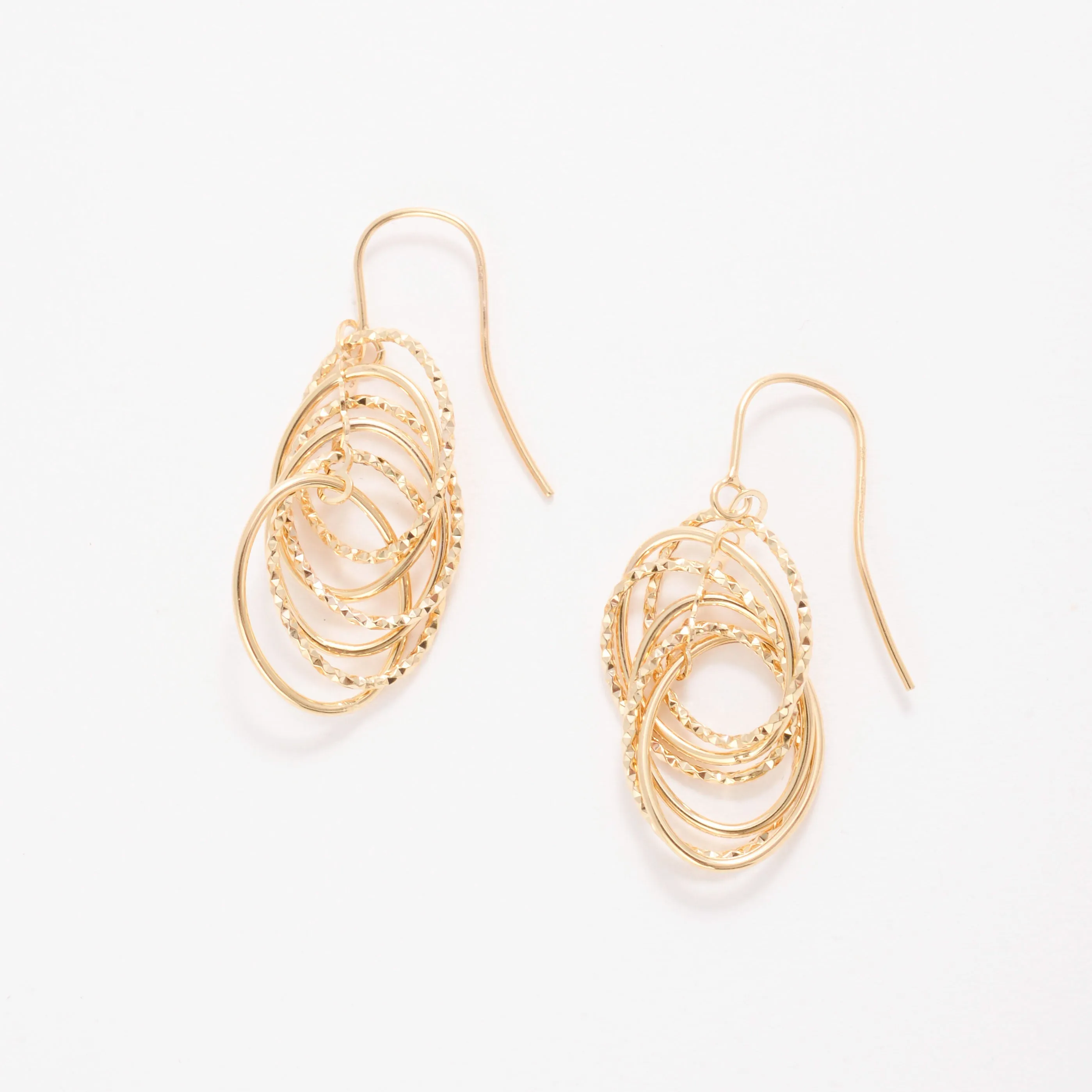 14K Gold Interlocking Oval Link Drop Earrings