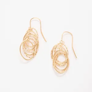 14K Gold Interlocking Oval Link Drop Earrings
