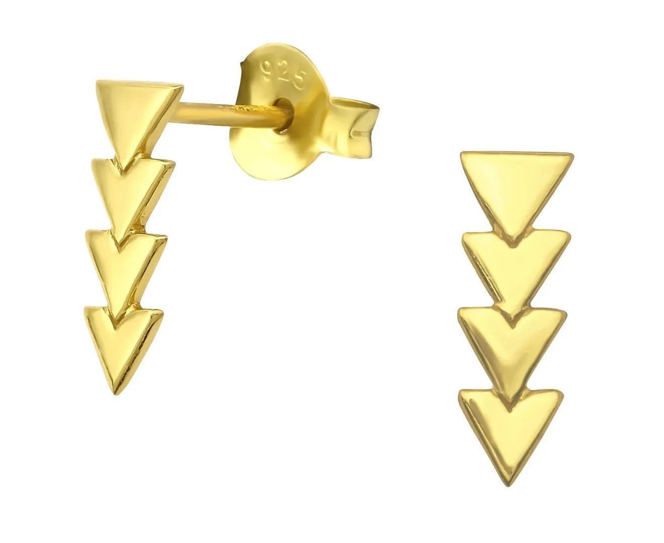 14K Gold Plated Sterling Silver Geometric Stud Earrings